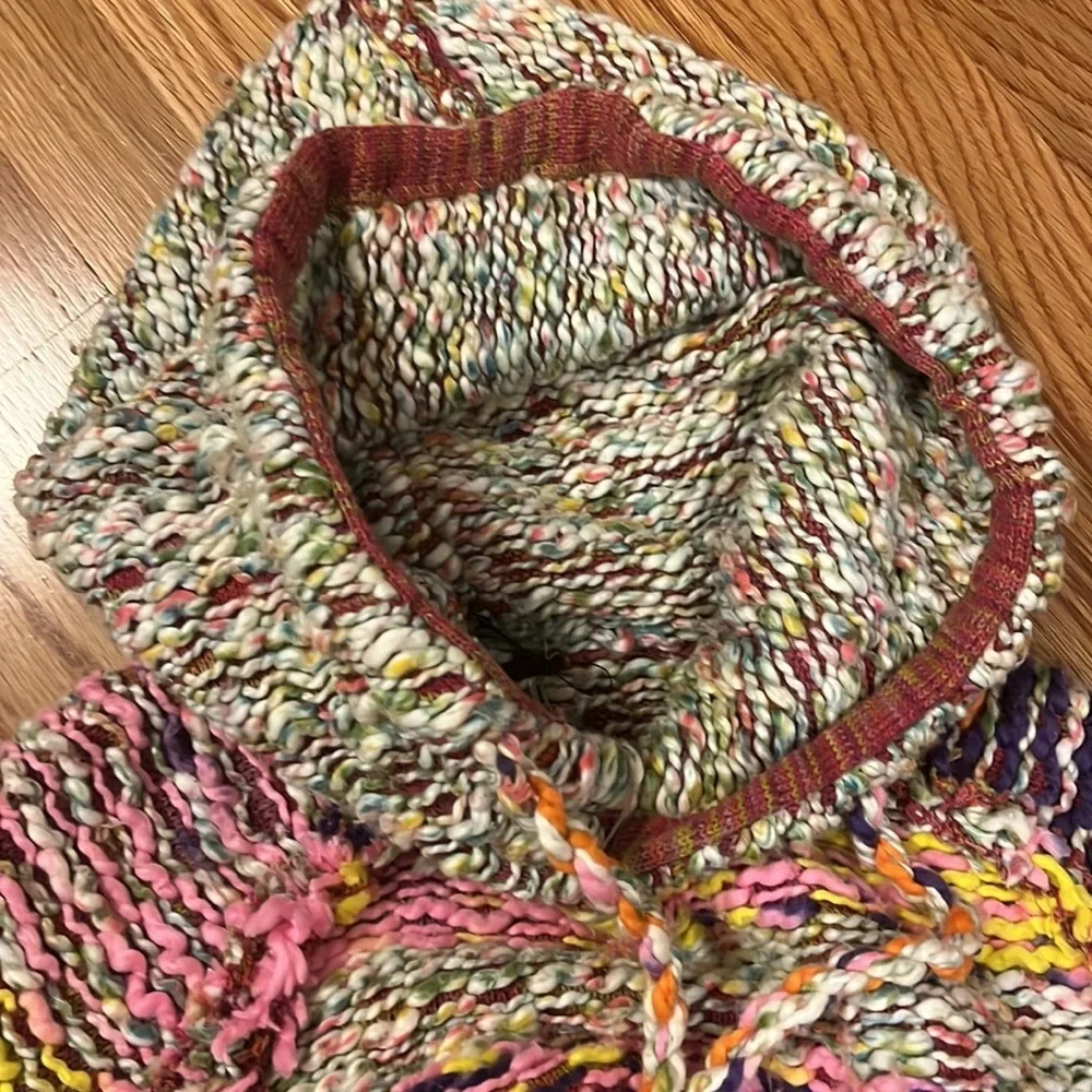 NWT Free People Winter Bright Hoodie in Rainbow Citrus Combo XS
